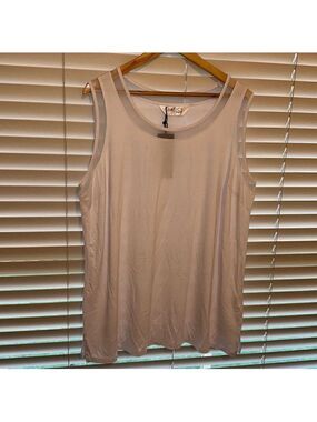 Basics by Taking Shape 1X White Mesh Oversized Comfy Sleeveless Tank Top
